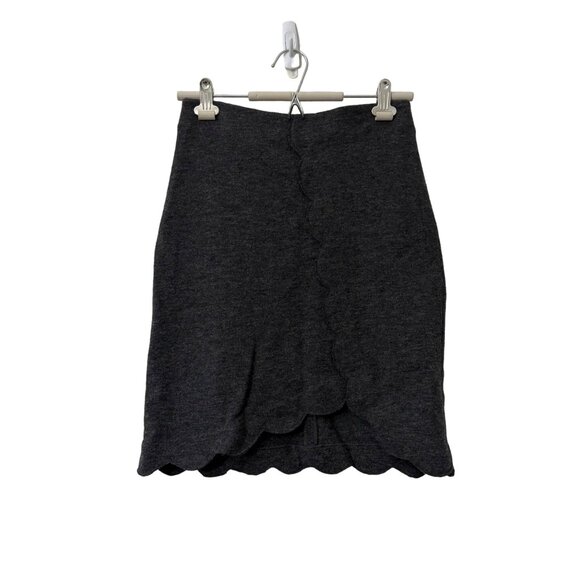 Club Monaco Dark Gray Wool Blend Scalloped Pencil Skirt Womens Size 0 - Picture 1 of 6